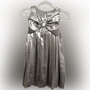 Zara Girl’s Metallic Bow Pleated Shift Dress